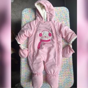 Brand New Baby Girl Infant Pink Snowsuit